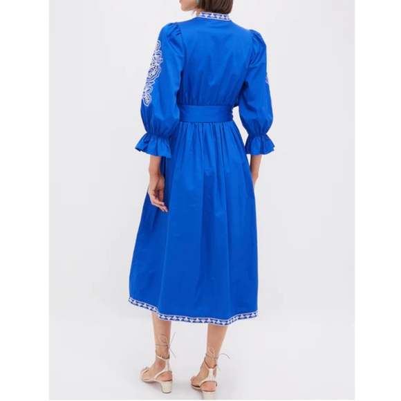 HYACINTH HOUSE Royal Blue with Baby Blue Embroidery Dowling Midi Dress - Picture 4 of 12